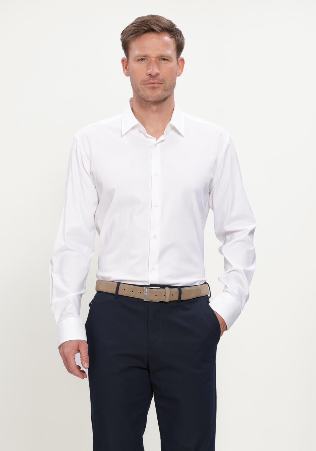 Witte BOSS BLACK Klassiek overhemd P-HANK-KENT-C1-222 - large