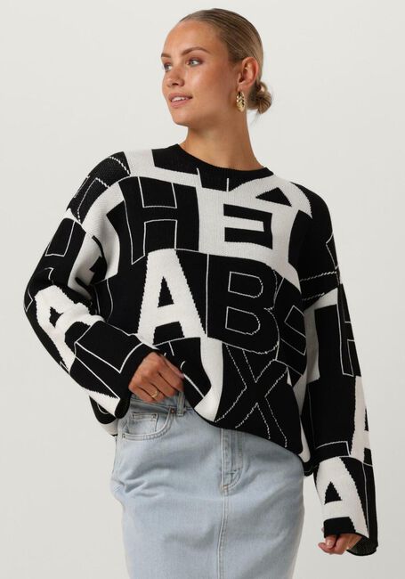Zwarte ALIX THE LABEL Trui BLACK WHITE PULLOVER - large