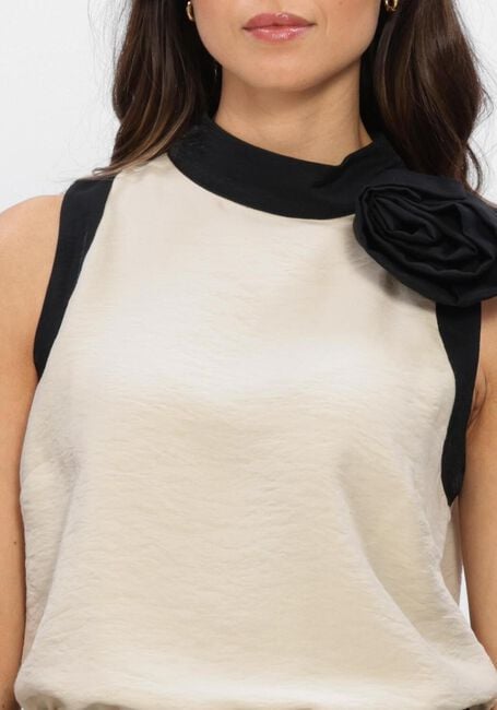 JANSEN AMSTERDAM Haut PAISLEY TOP CB 308 COLOR BLOCK SLEEVELESS FLOWER DETAIL Cr&egrave;me - large