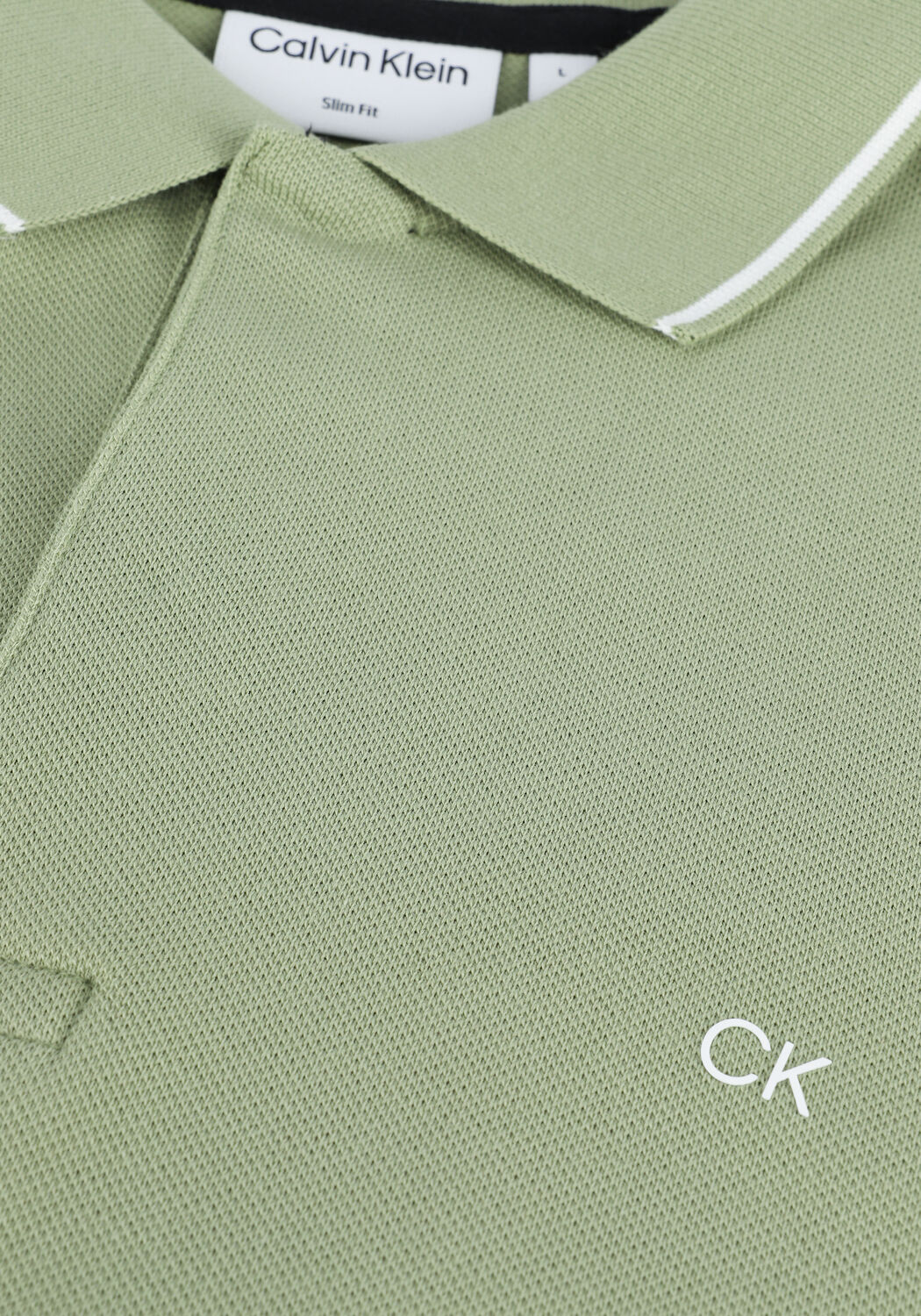 Groene CALVIN KLEIN Polo STRETCH PIQUE TIPPING SLIM POLO - large