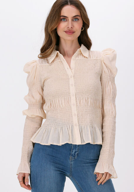 NA-KD SMOCKED FRILL BLOUSE Blouses en beige - large
