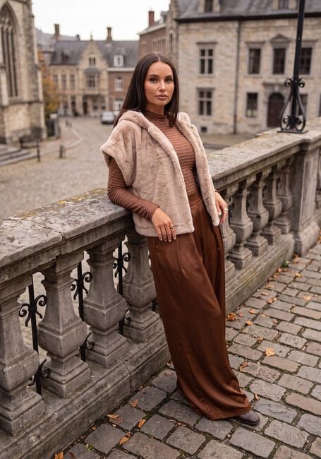 Bruine NUKUS Wijde broek JUNE PANTS SHINY - large