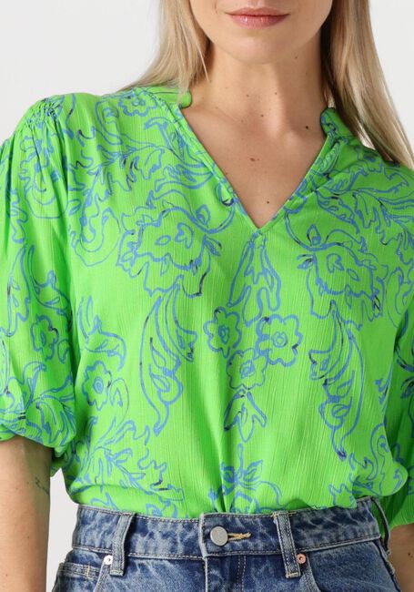 JANSEN AMSTERDAM LEONIE BLOUSE WP 199 3/4 PUFFED SLEEVE Blouses en vert - large