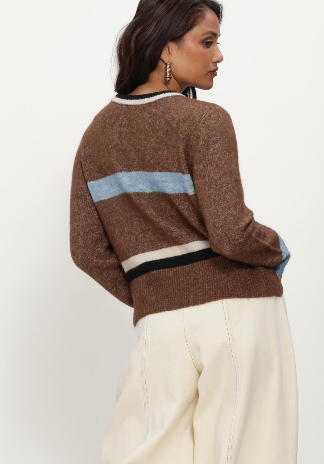 OBJECT Pull OBJAGGIE L/S RE KNIT PULLOVER NOOS en marron - large