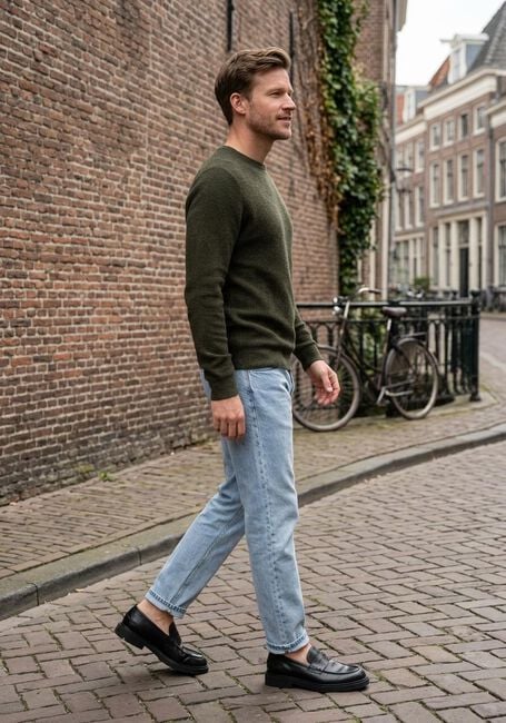 SELECTED MEN Pull SLHROSS LS KNIT STRUCTURE CREW NECK NOOS en vert - large