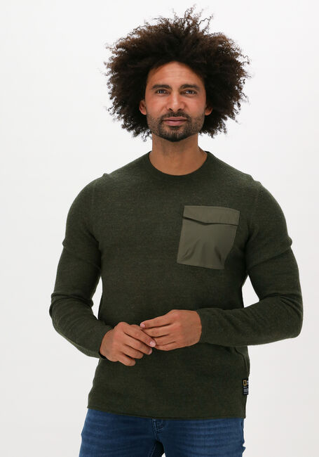 Olijf NATIONAL GEOGRAPHIC Trui KNITTED CREW - large
