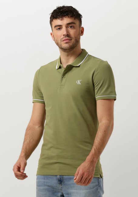 Groene CALVIN KLEIN Polo TIPPING SLIM POLO - large
