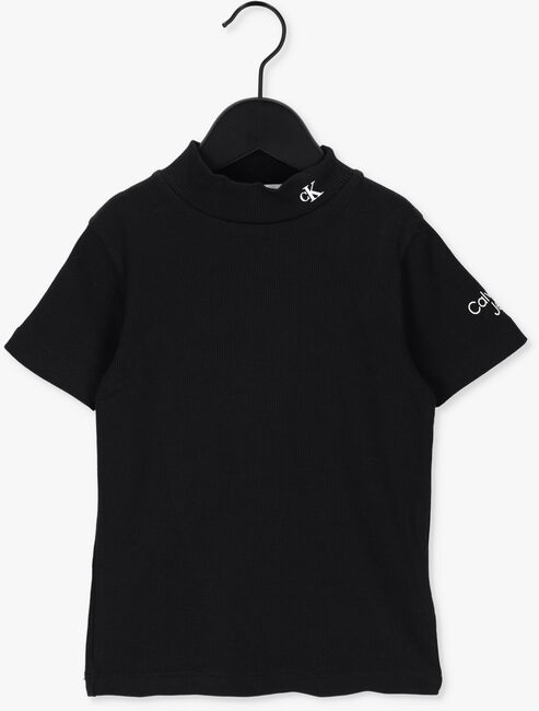 CALVIN KLEIN T-shirt MOCK NECK RIB TOP en noir - large