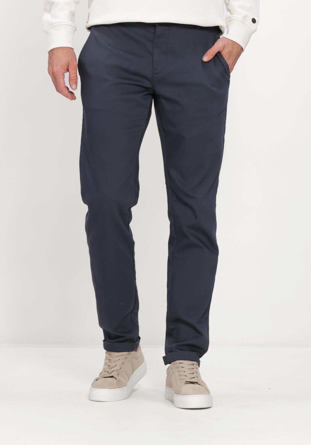 Donkerblauwe CAST IRON Broeken/jumpsuits CYLAS TAPERED CHINO MEGDA POWER - large