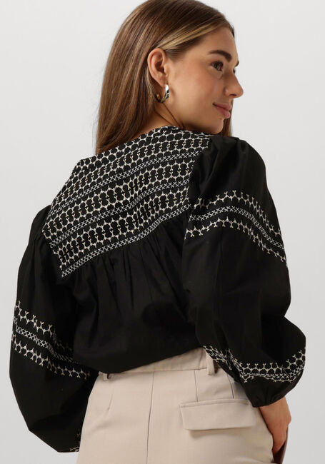 SUMMUM Haut TOP EMBROIDERED COTTON POPLIN en noir - large