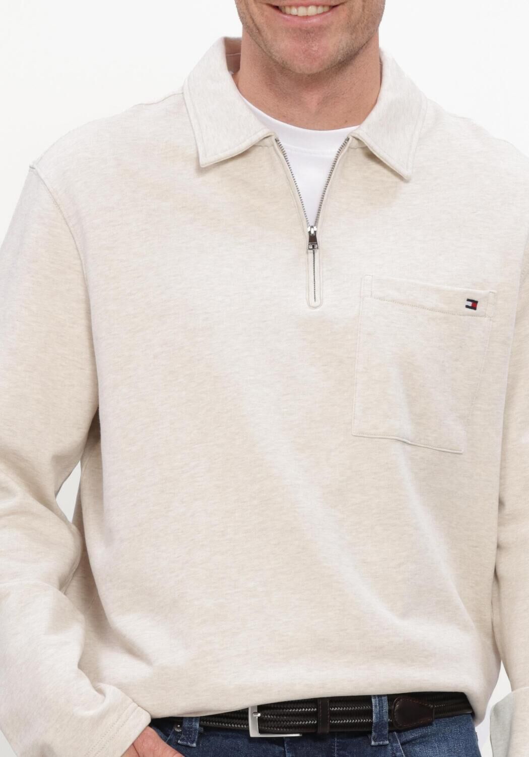 TOMMY HILFIGER Chandail ESSENTIAL TERRY POCKET 1/4 ZIP &Eacute;cru - large