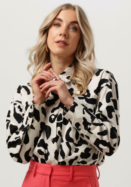 Zwarte ALIX THE LABEL  LADIES WOVEN BIG ANIMAL BLOUSE - large