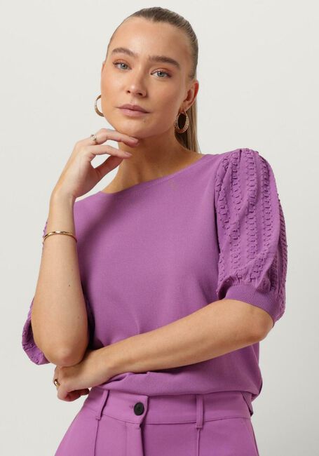 JANSEN AMSTERDAM Haut K136 KNITTED TOP 3/4 PUFFED SLEEVE en violet - large