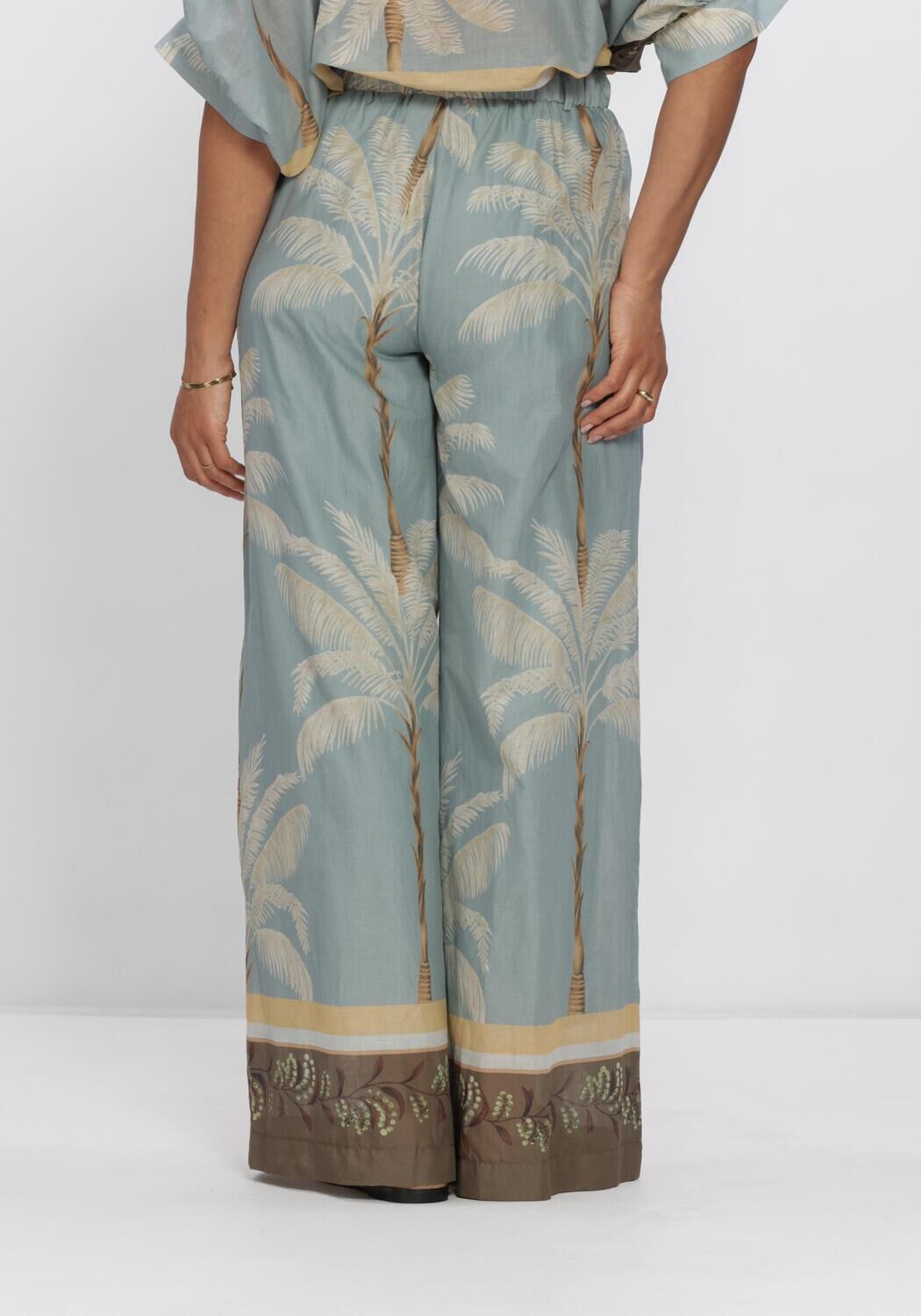 Blauwe SUMMUM Broeken/jumpsuits TROUSERS PALMTREE PRINT SINGLE BORDER - large