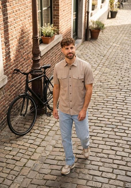 Taupe G-STAR RAW Casual overhemd MARINE SLIM SHIRT S\S - large