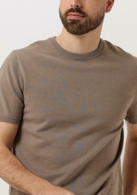 PURE PATH T-shirt KNITTED SHORTSLEEVE WITH CHEST PRINT en taupe - large