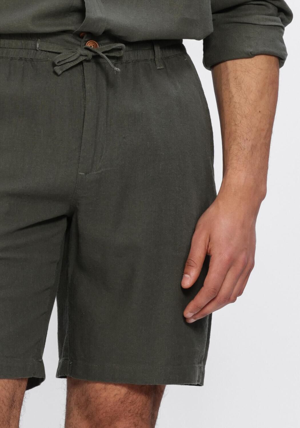 Groene ANERKJENDT Korte broek AKJAMES COT-LINNEN-VIS SS SHORT - large