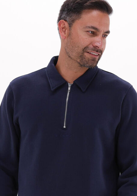 Donkerblauwe EDWIN Polo ZIPPED POLO HEAVY FELPA - large