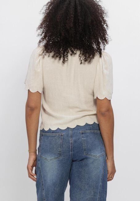 OBJECT Gilet OBJSANNE 2/4 LO V-NECK TOP en beige - large