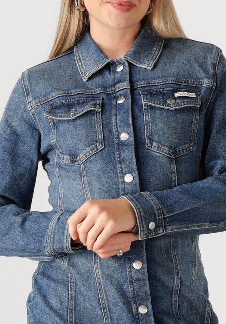 Blauwe CALVIN KLEIN Mini jurk LS DENIM MINI DRESS - large