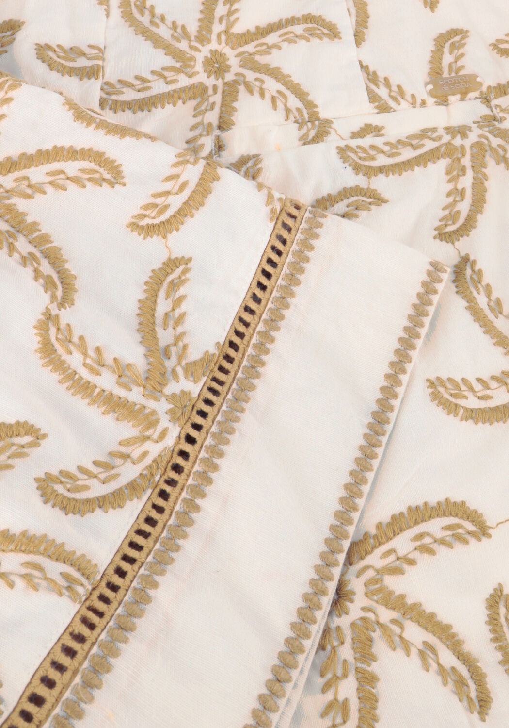 SCOTCH & SODA STARFISH EMBROIDERED HIGH-RISE LINEN SHORT Pantalons en beige - large