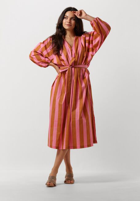 Bruine SISSEL EDELBO Midi jurk LARA ORGANIC COTTON DRESS - large