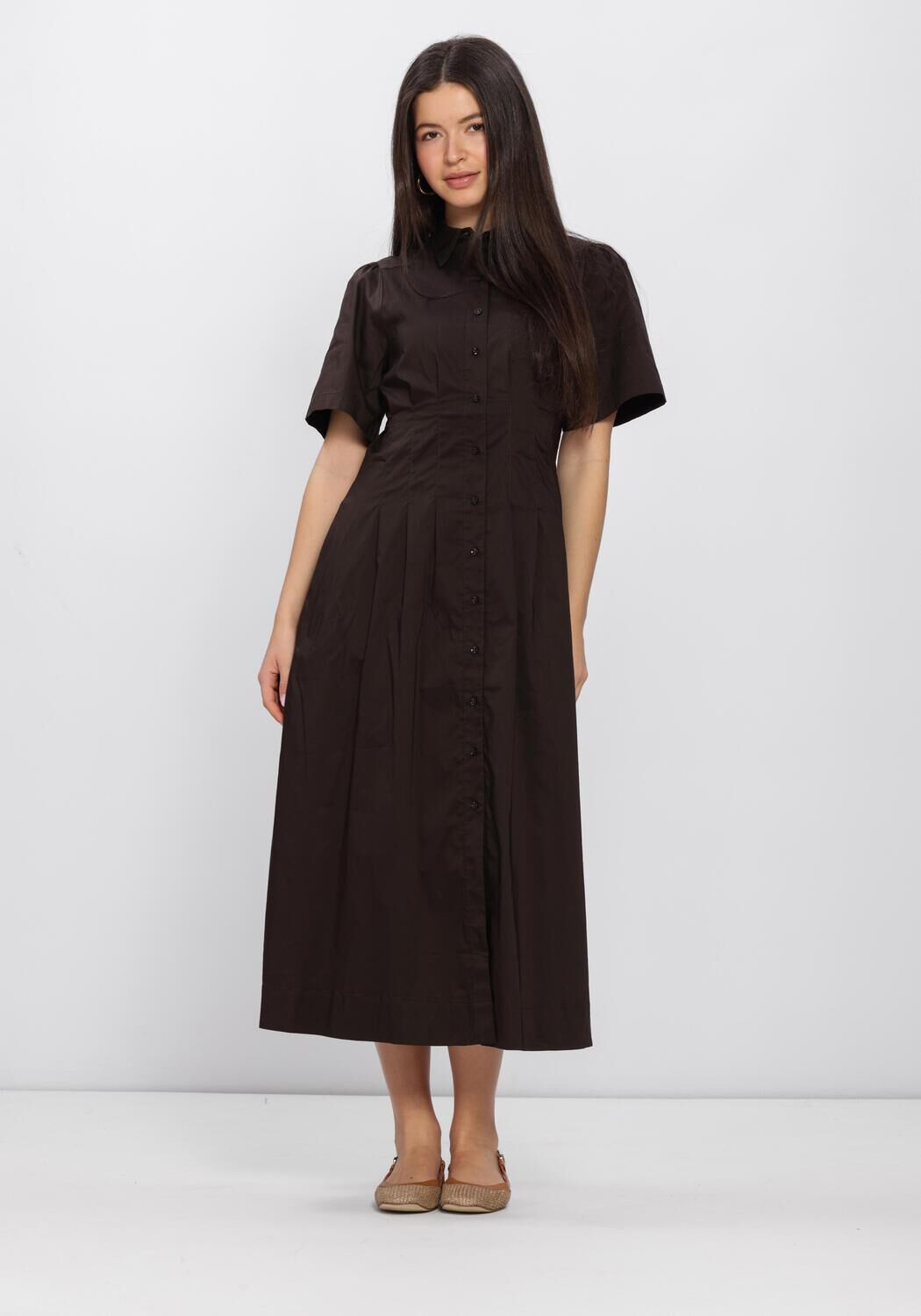 NEO NOIR BAIA POPLIN DRESS Robes en marron - large