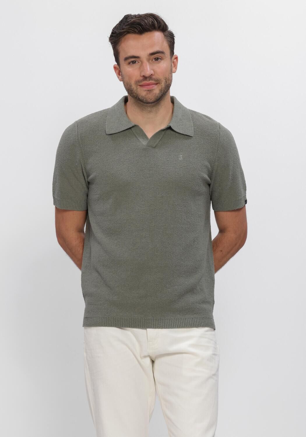 BUTCHER OF BLUE Polo BOUCLE KNIT POLO en vert - large