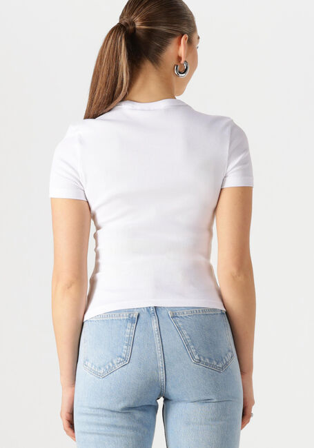 Witte CALVIN KLEIN T-shirt WOVEN LABEL RIB FITTED TEE - large