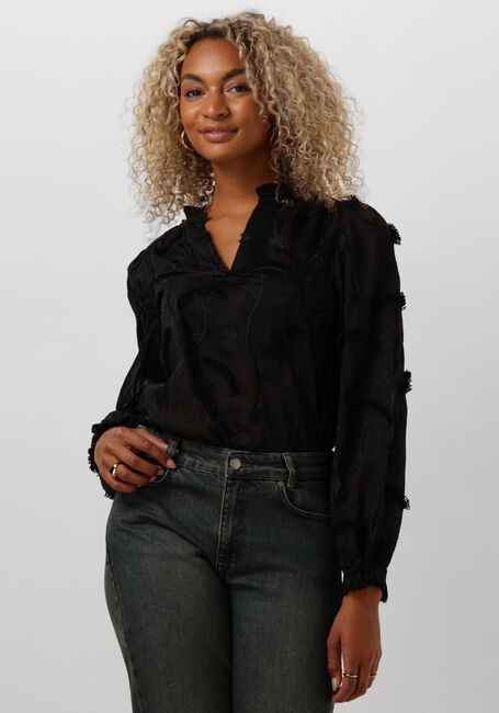 Zwarte MINUS  PIPER V-NECK BLOUSE - large