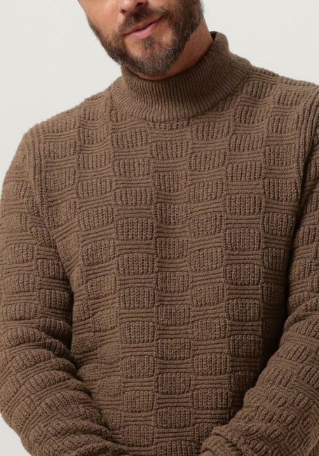 CAST IRON Pull MOCK NECK COTTON SOFT BOUCLE TURTLE en marron - large