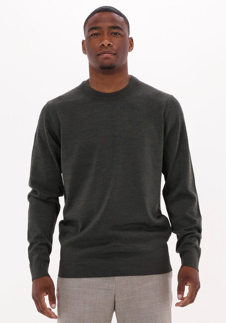 SELECTED HOMME Pull SLHTOWN MERINO COOLMAX KNIT CREW en vert - large