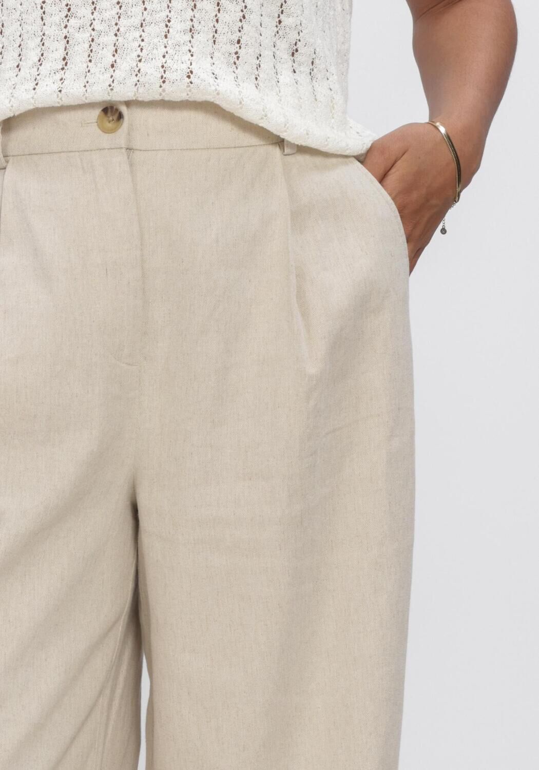 MODSTR&Ouml;M GALEMD LINEN WIDE PANTS Pantalons en beige - large