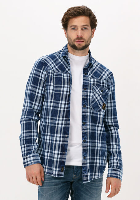 PME LEGEND Chemise d&eacute;contract&eacute; LONG SLEEVE SHIRT INDIGO DENIM en bleu - large