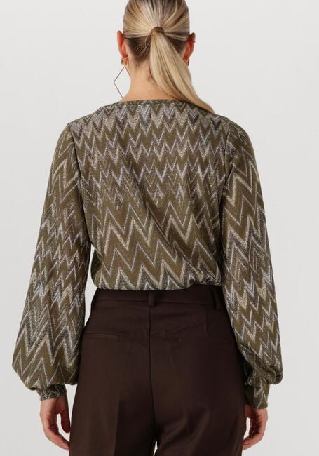 Groene SUMMUM Top TOP LONG SLEEVE ZIG ZAG LUREX - large