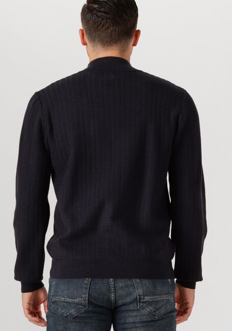 Donkerblauwe PURE PATH Trui REGULAR FIT ZIG ZAG HALF ZIP KNITWEAR - large