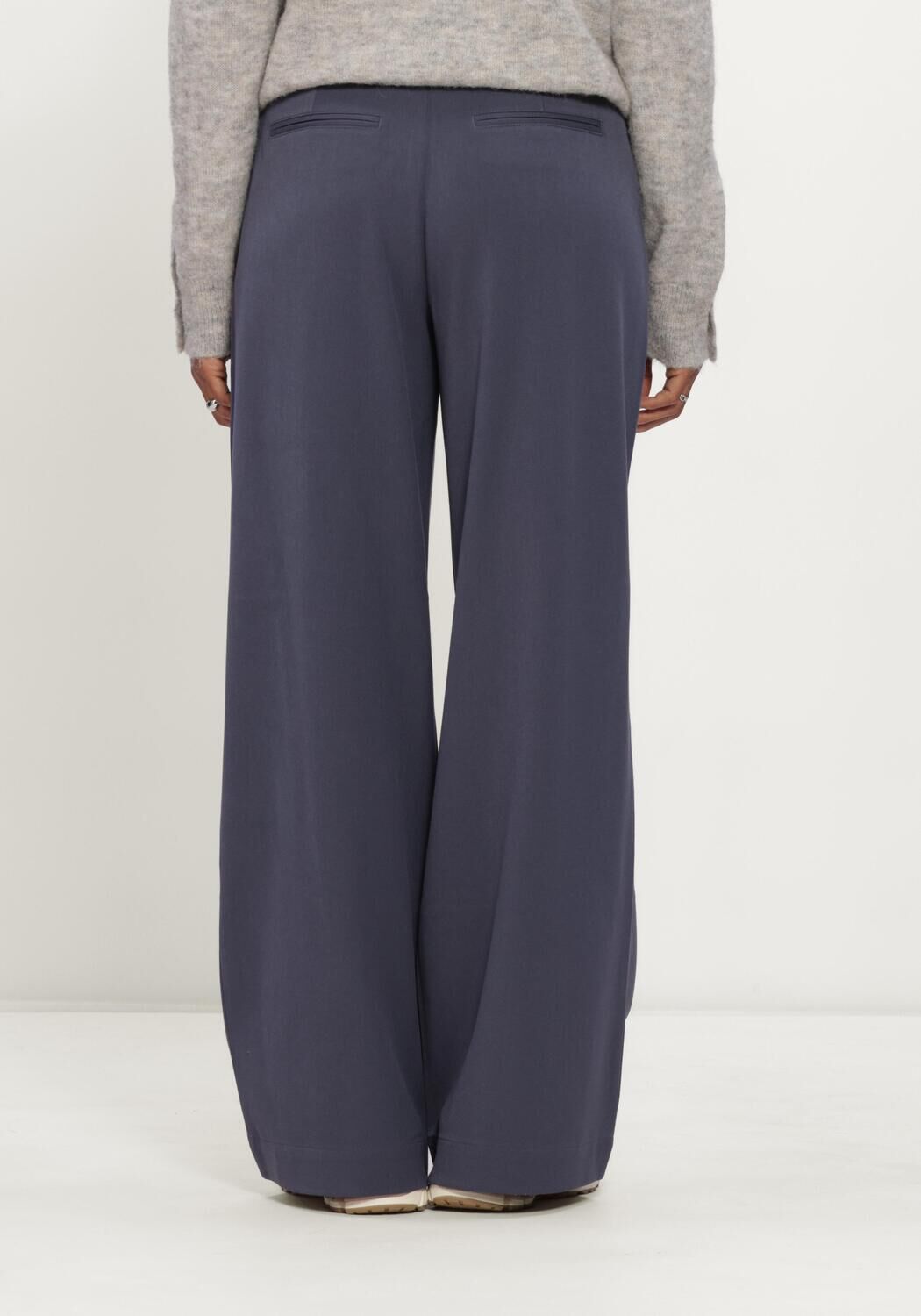MSCH COPENHAGEN Pantalon large MSCHHENRIKA HW PANTS Bleu fonc&eacute; - large
