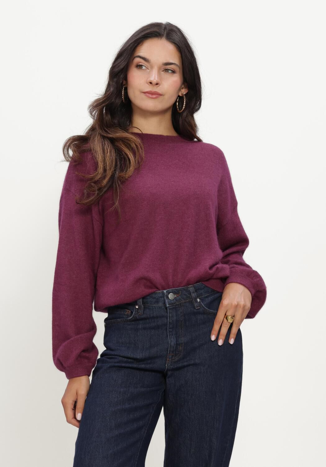 TWNS Pull LONG PUFFED SLEEVES ROUND NECK JUMPER en violet - large