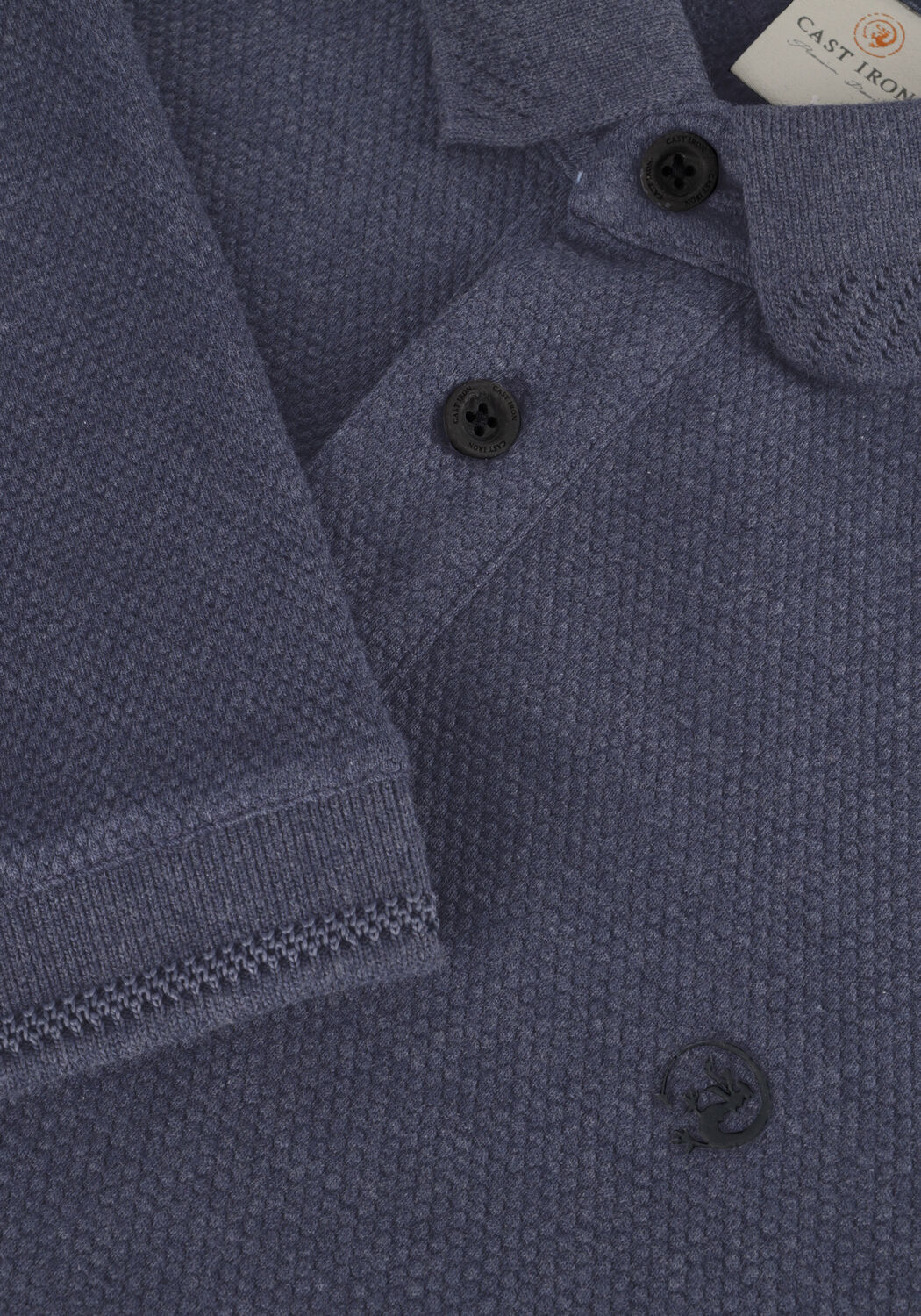 CAST IRON Polo SHORT SLEEVE POLO POPCORN JERSEY MELANGE en bleu - large