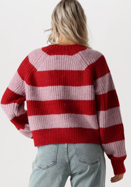 COLOURFUL REBEL Pull KINZA STRIPED KNITTED SWEATER en rouge - large