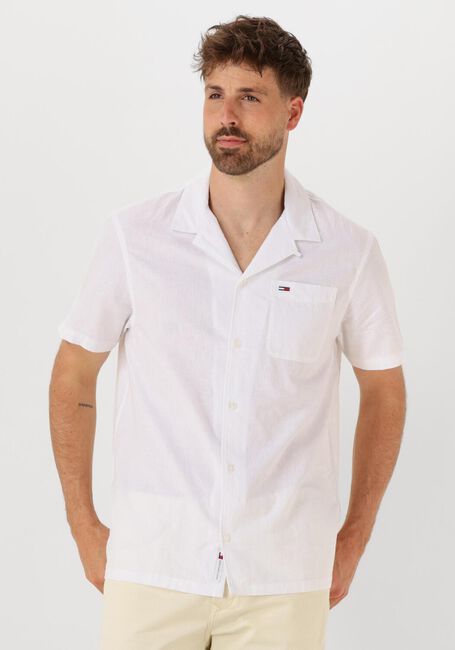 Witte TOMMY JEANS Casual overhemd TJM LINEN BLEND CAMP SS EXT - large