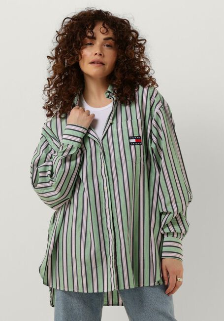 TOMMY JEANS TJW ULTRA OVERSIZED STRIPE SHIRT Blouses en vert - large