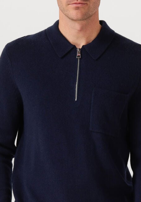 TOMMY HILFIGER Pull LAMBSWOOL ZIP POLO Bleu foncé - large