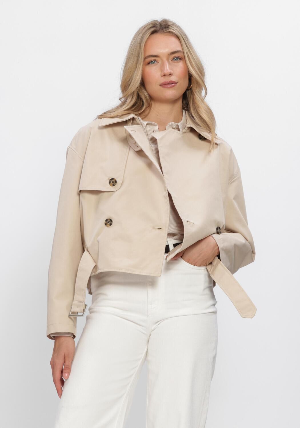 Camel TOMMY JEANS Jack TJW SHORT TRENCH COAT - large