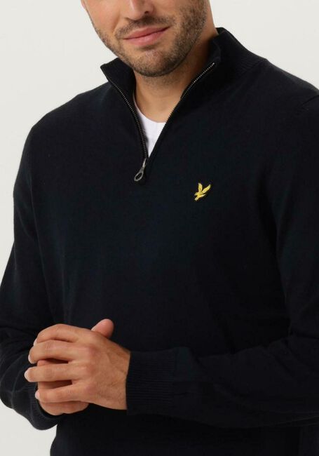 LYLE & SCOTT Pull COTTON MERINO QUARTER ZIP JUMPER Bleu foncé - large