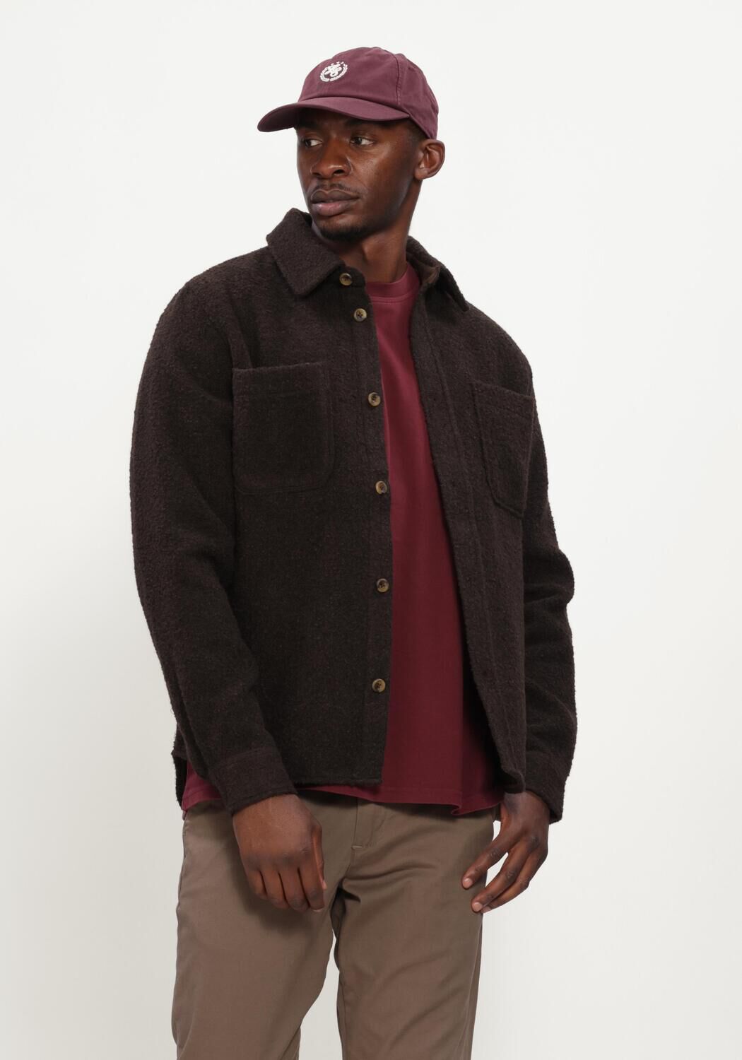LES DEUX Surchemise BOUCL&Eacute; OVERSHIRT en marron - large