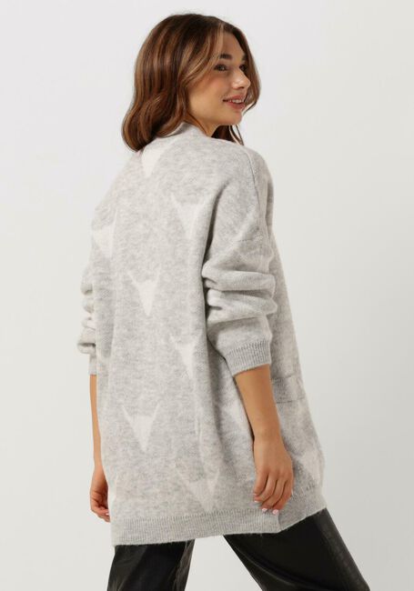 Lichtgrijze ALIX THE LABEL Vest LADIES KNITTED BULL CARDIGAN - large