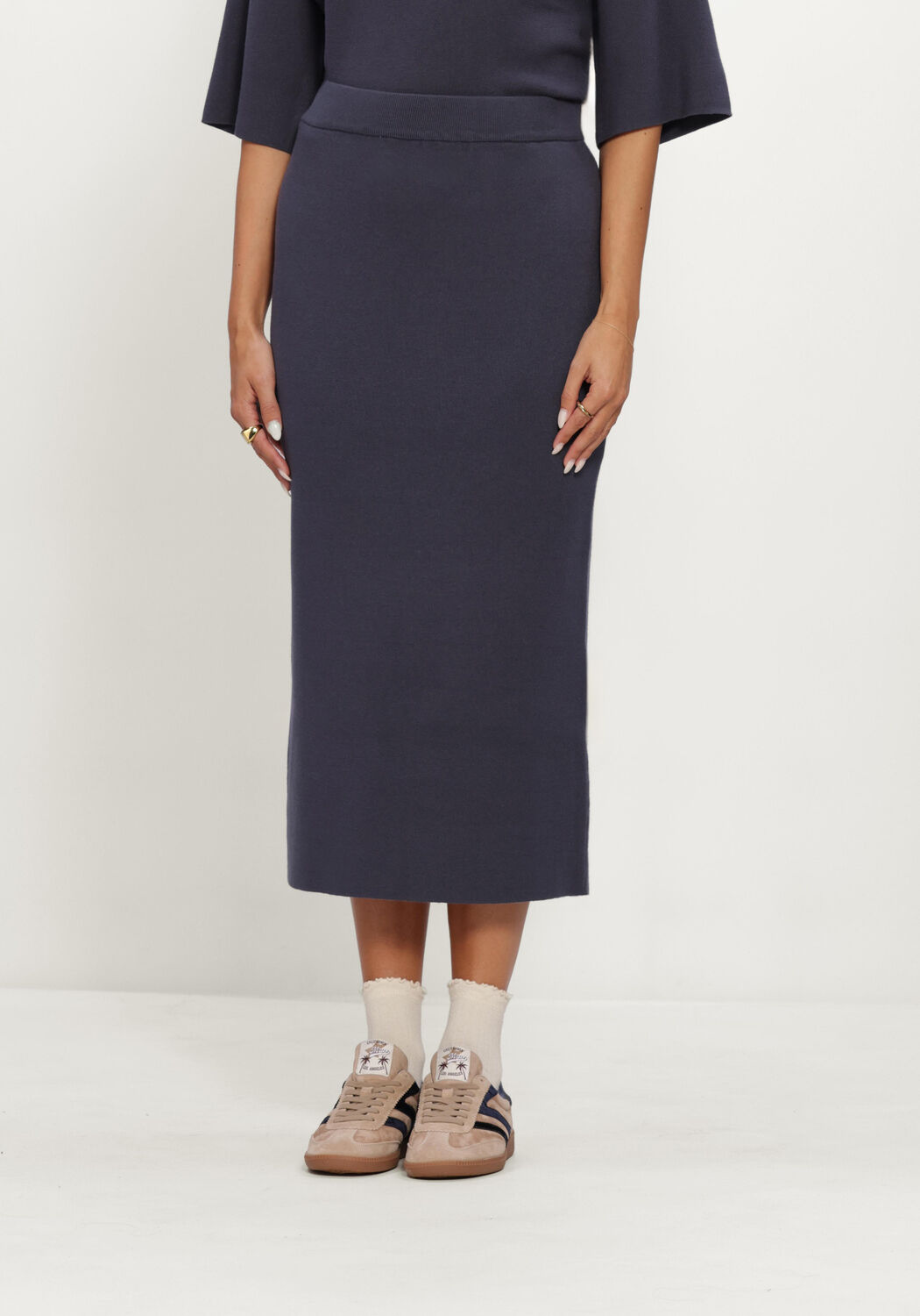 Donkergrijze MSCH COPENHAGEN Midirok MSCHAGATHA EAST HW SKIRT - large