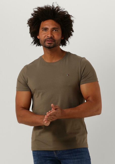 Donkergroene TOMMY HILFIGER T-shirt STRETCH EXTRA SLIM FIT TEE - large