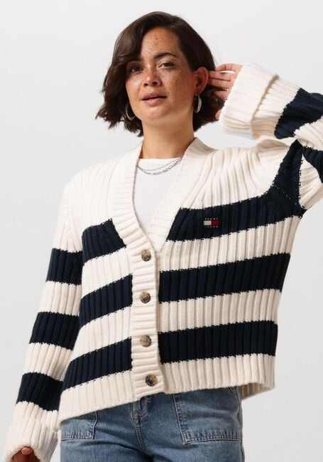 TOMMY JEANS Gilet TJW RWB BLACK FLAG CARDIGAN en blanc - large